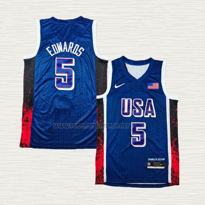 Camiseta Anthony Edwards NO 5 USA 2024 Azul